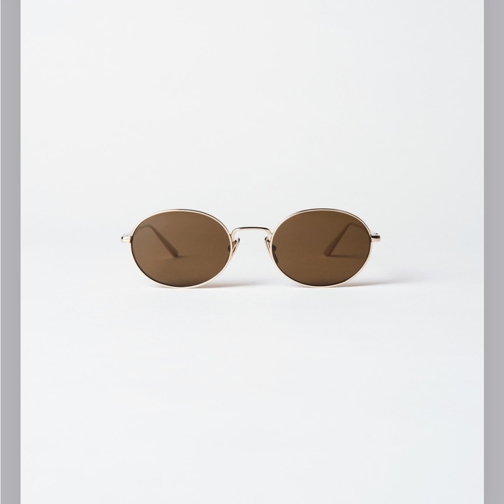 Oval Brown Sunglasses with Gold Frame